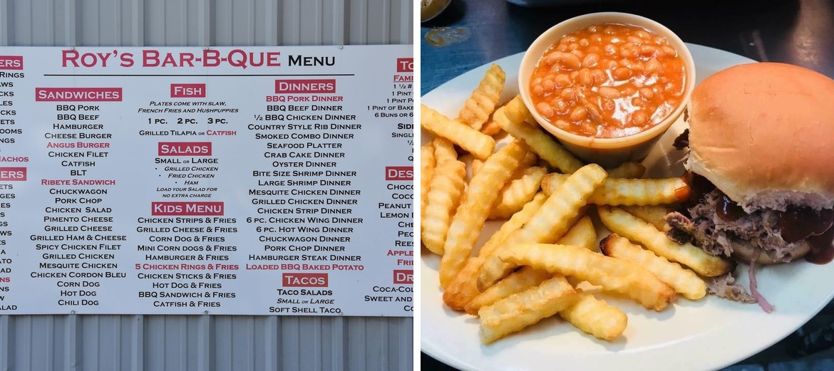 Roy's Bar-B-Que Menu