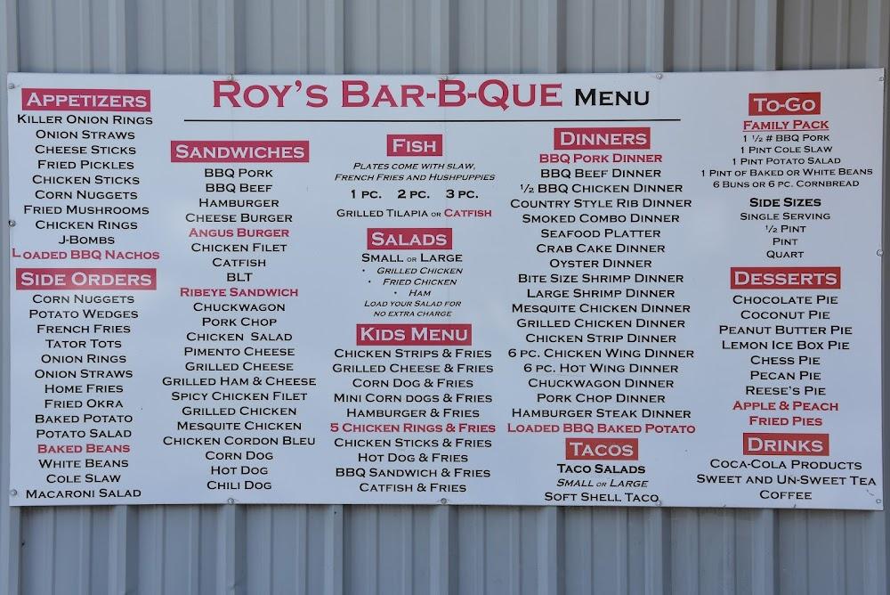 Roy's Bar-B-Que Menu image 1