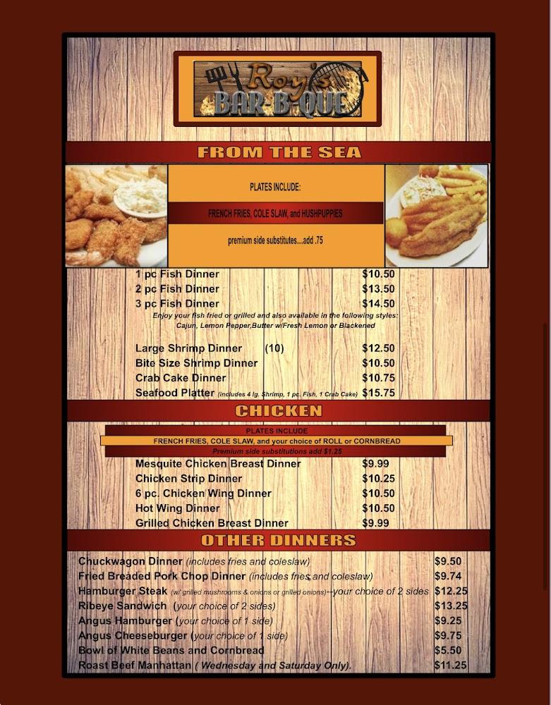Roy's Bar-B-Que Menu image 3